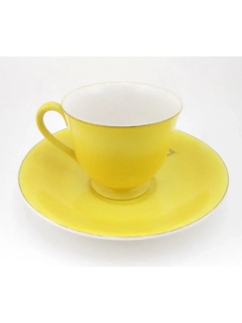 Vintage Tea Cup & saucer Yellow Floral Merit Made In Occupied Japan Hand Painted